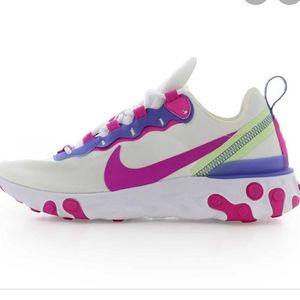 Nike React Element 55 Fire Pink Saphire - Rare NWT